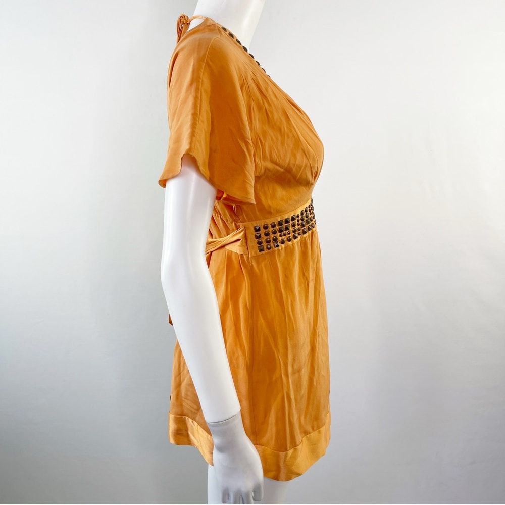 Hale Bob Golden Orange Studded V-Neck Blouse - Picture 7 of 10
